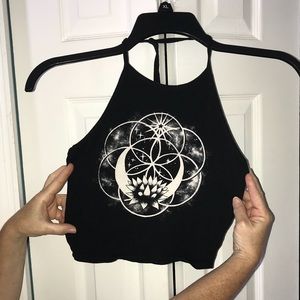 Black halter crop top
